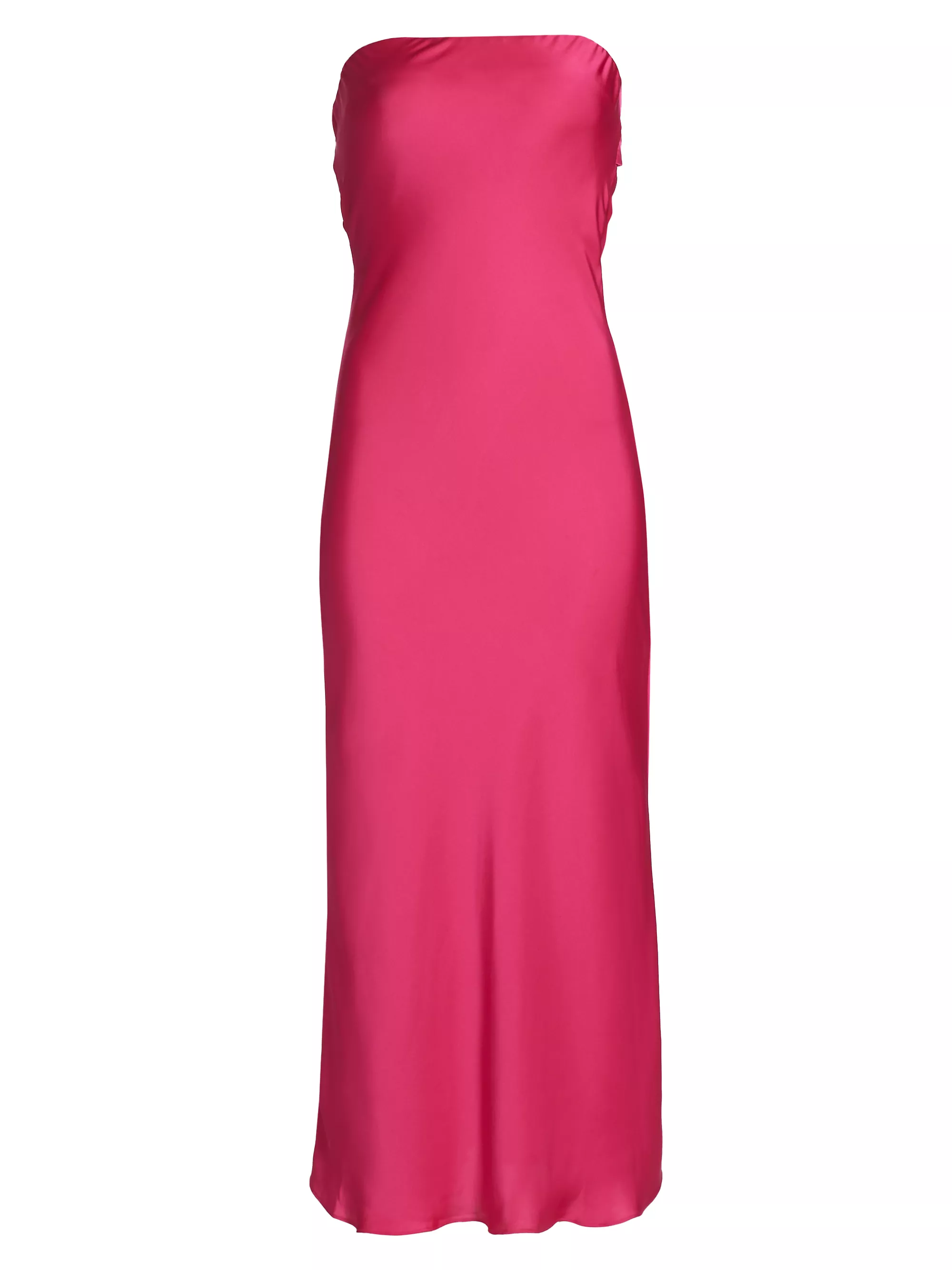 Shauna Satin Strapless Open Back Midi-Dress