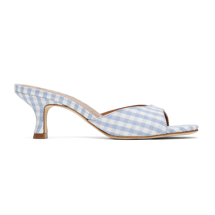 Staud, Blue & White Brigitte Mule Heeled Sandals