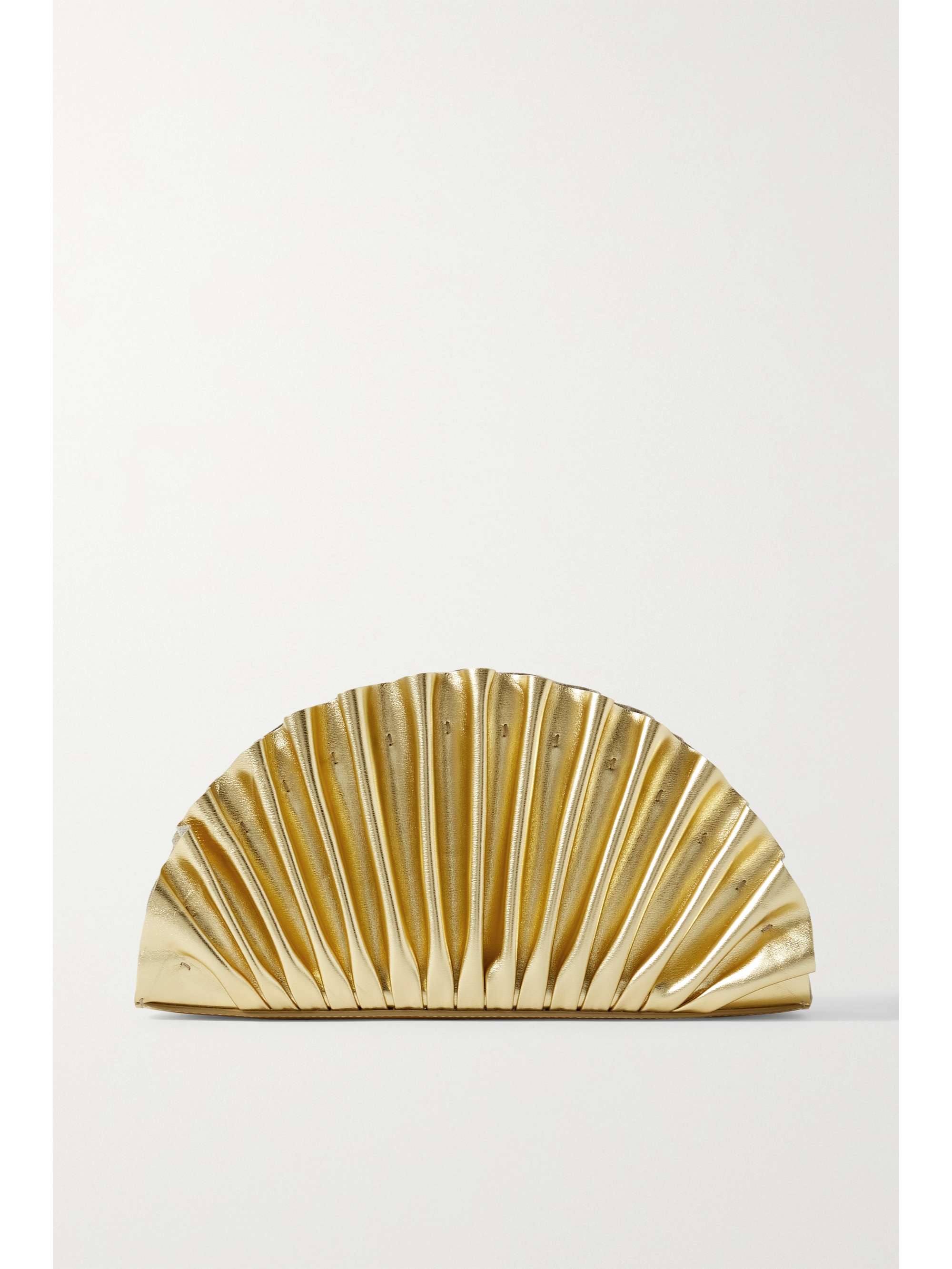 Nala Ruched Metallic Leather Clutch