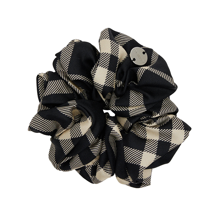 Burberry, Beige & Black Check Silk Scrunchie
