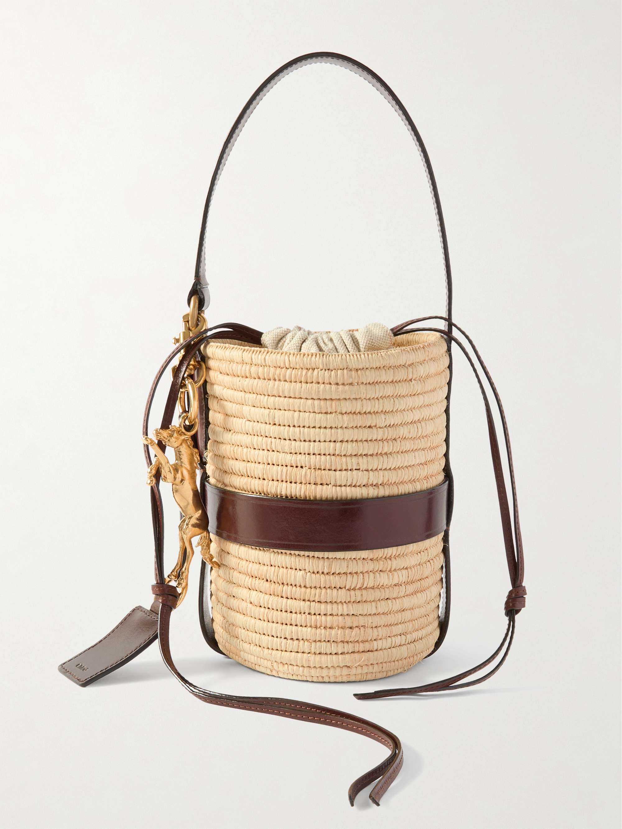 Kerala 25 Embellished Leather-Trimmed Faux Raffia Tote