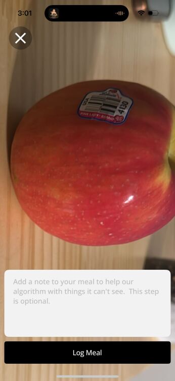 SnapCalorie analyzing an apple.