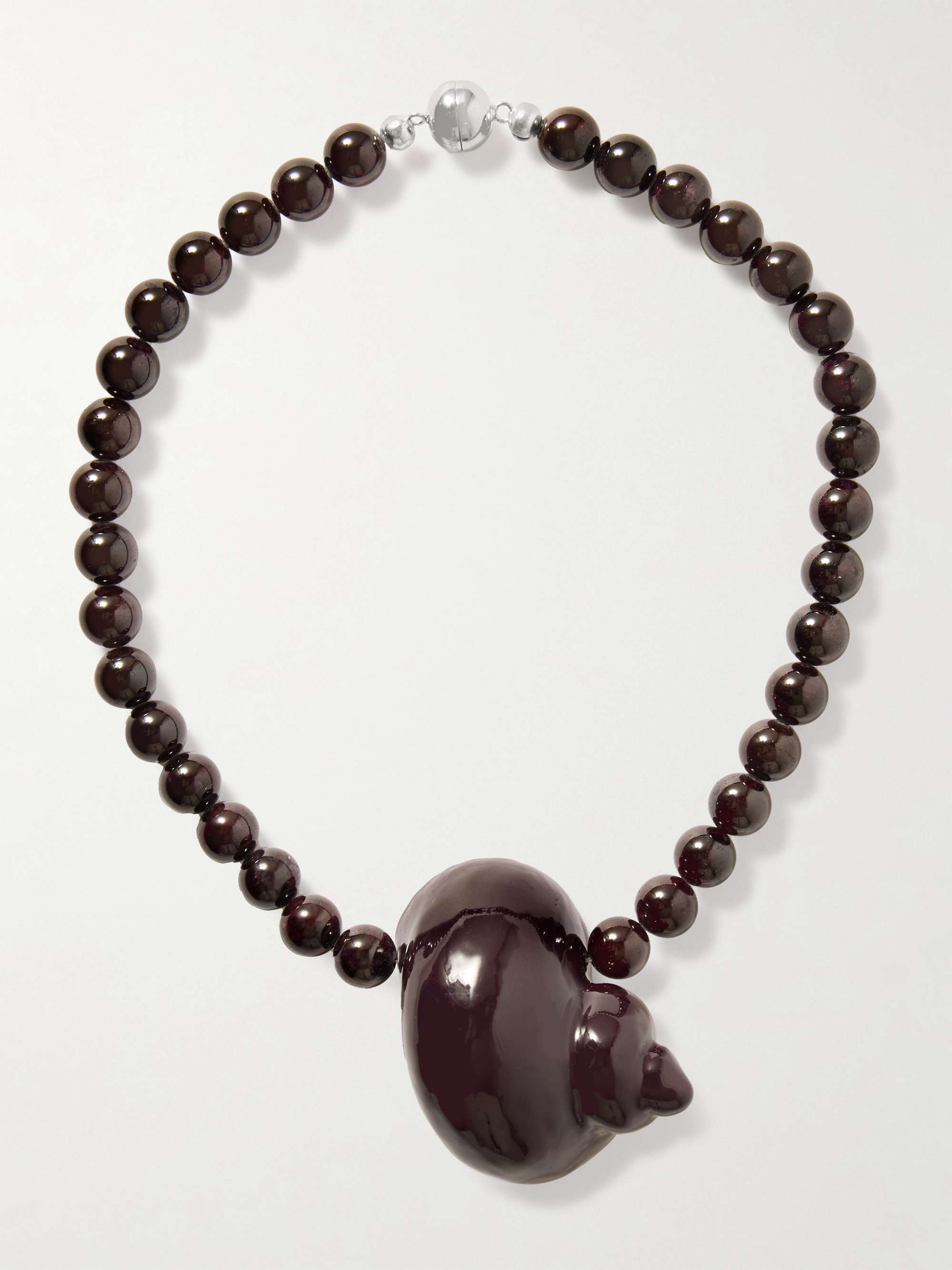 Mykonos Rhodium-Plated Garnet Necklace