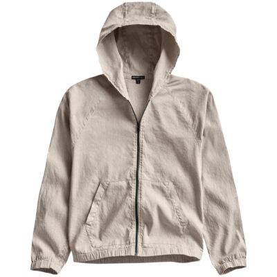 James Perse Linen Blend Zip Front Hoodie