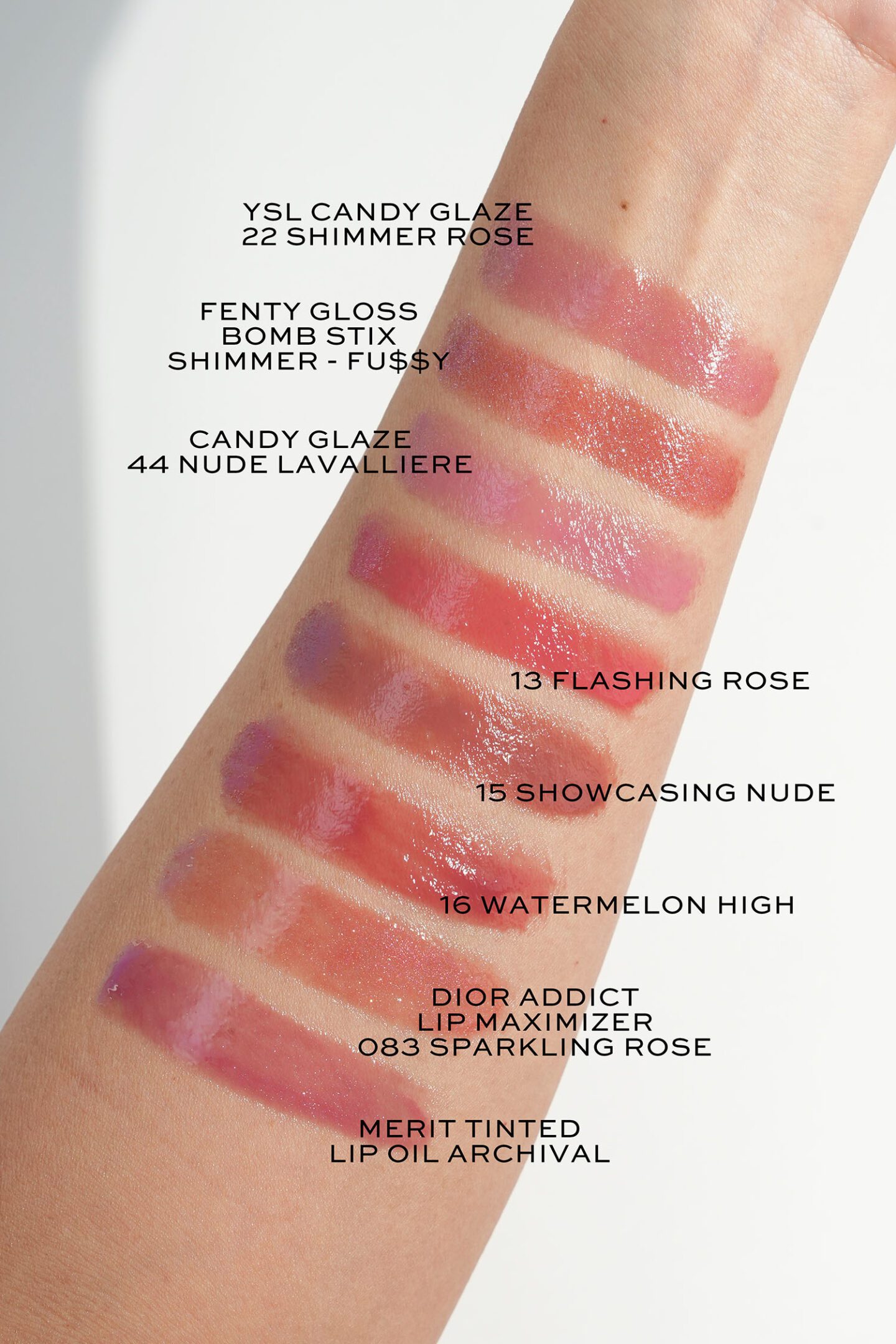 YSL Rose Lip Swatches Candy Glaze