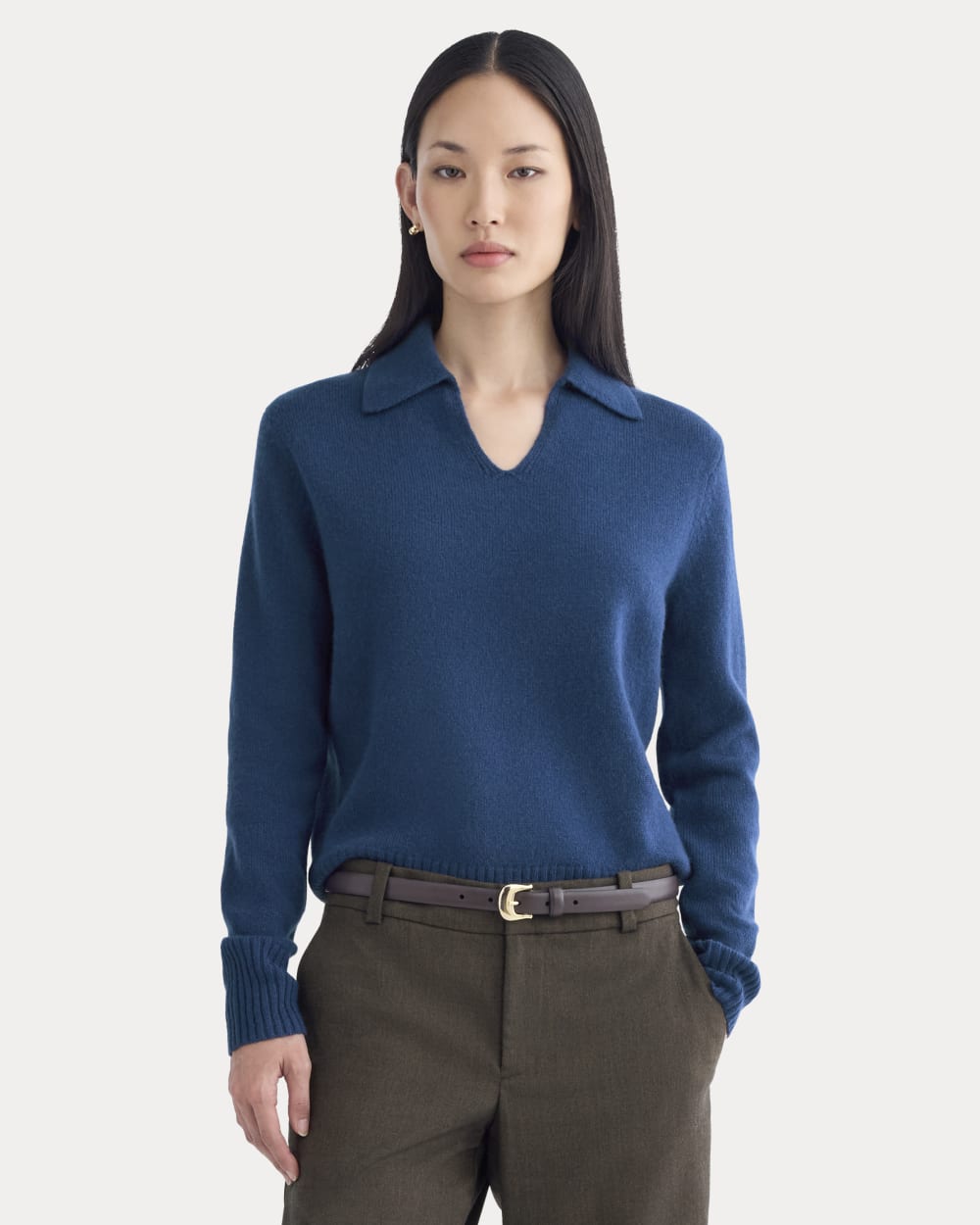 Cashmere Polo Sweater | Deep Lazuli Blue - Xxs
