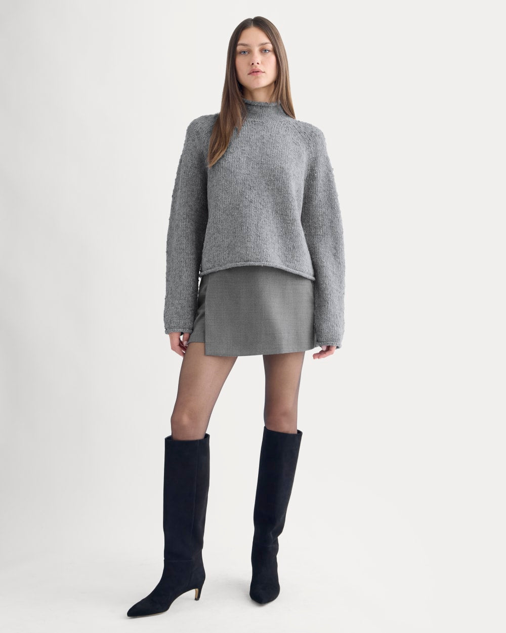 Rollneck Sweater | Heather Grey/twist - Xxs