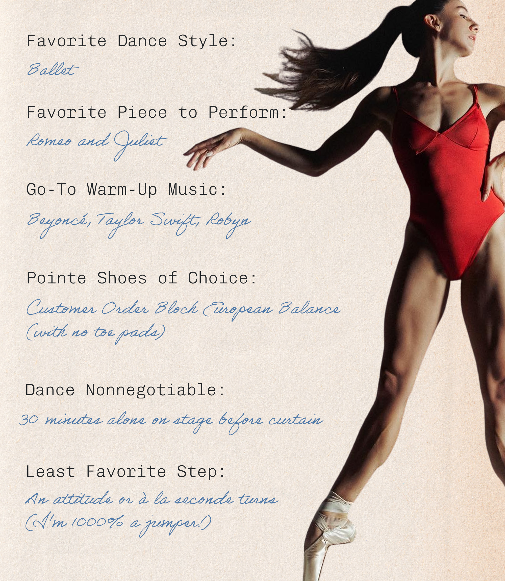 American Ballet Theatre's Isabella Boylston posing in a red leotard