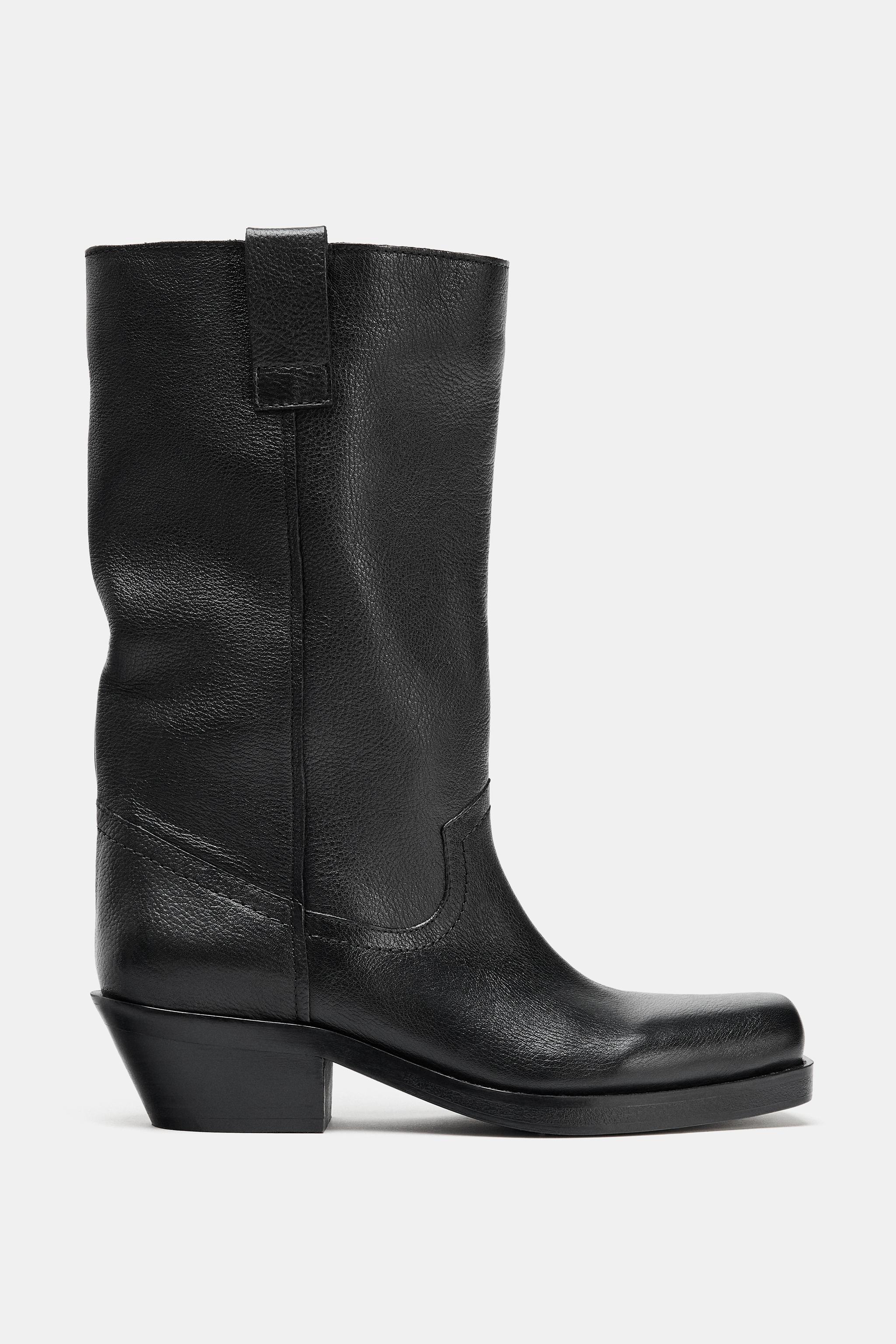 Leather Cowboy Ankle Boots