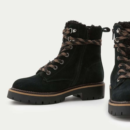 M&S Suede Borg Lined Block Heel Winter Boots