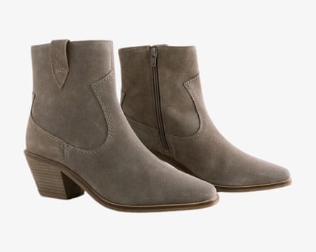 Next Mink Brown Extra Wide Fit Cowboy Block Heel Ankle Boots