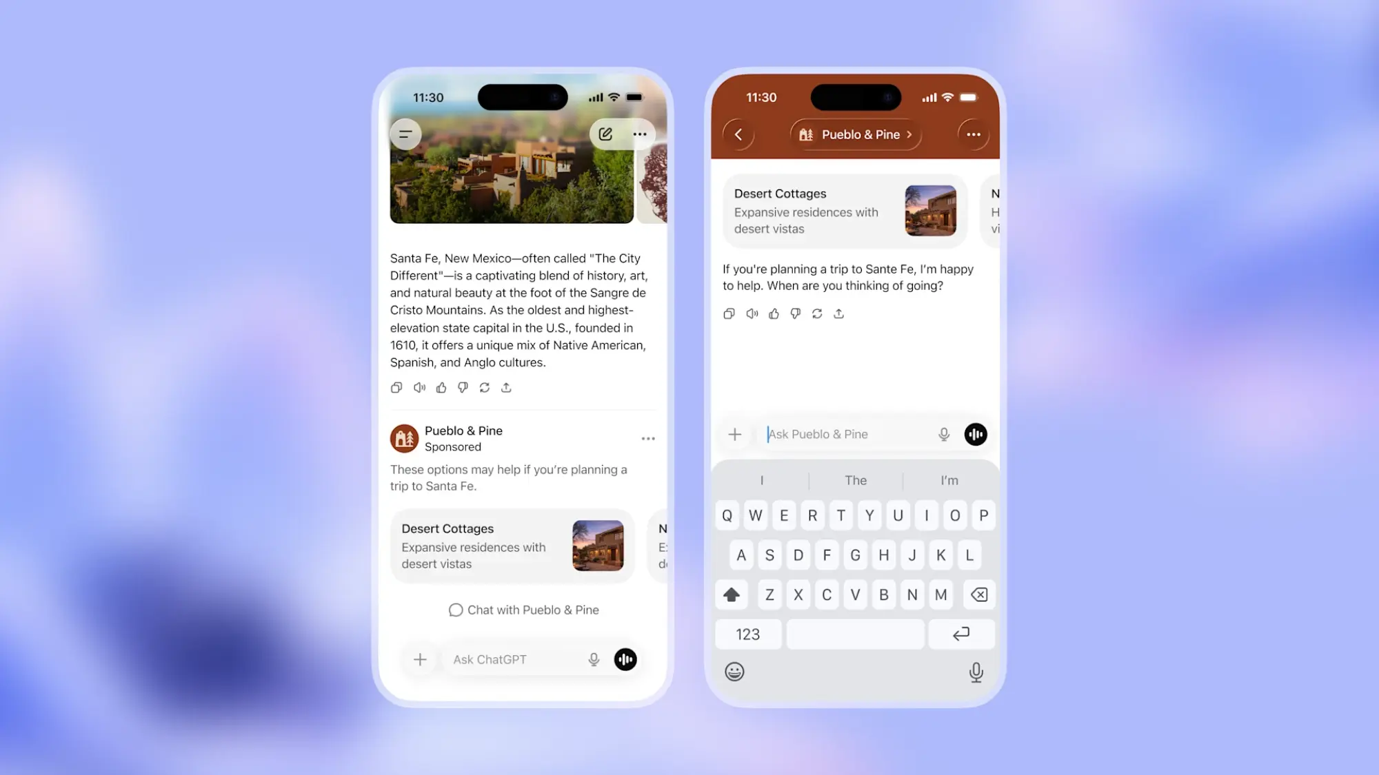 Mockup of ads in ChatGPT