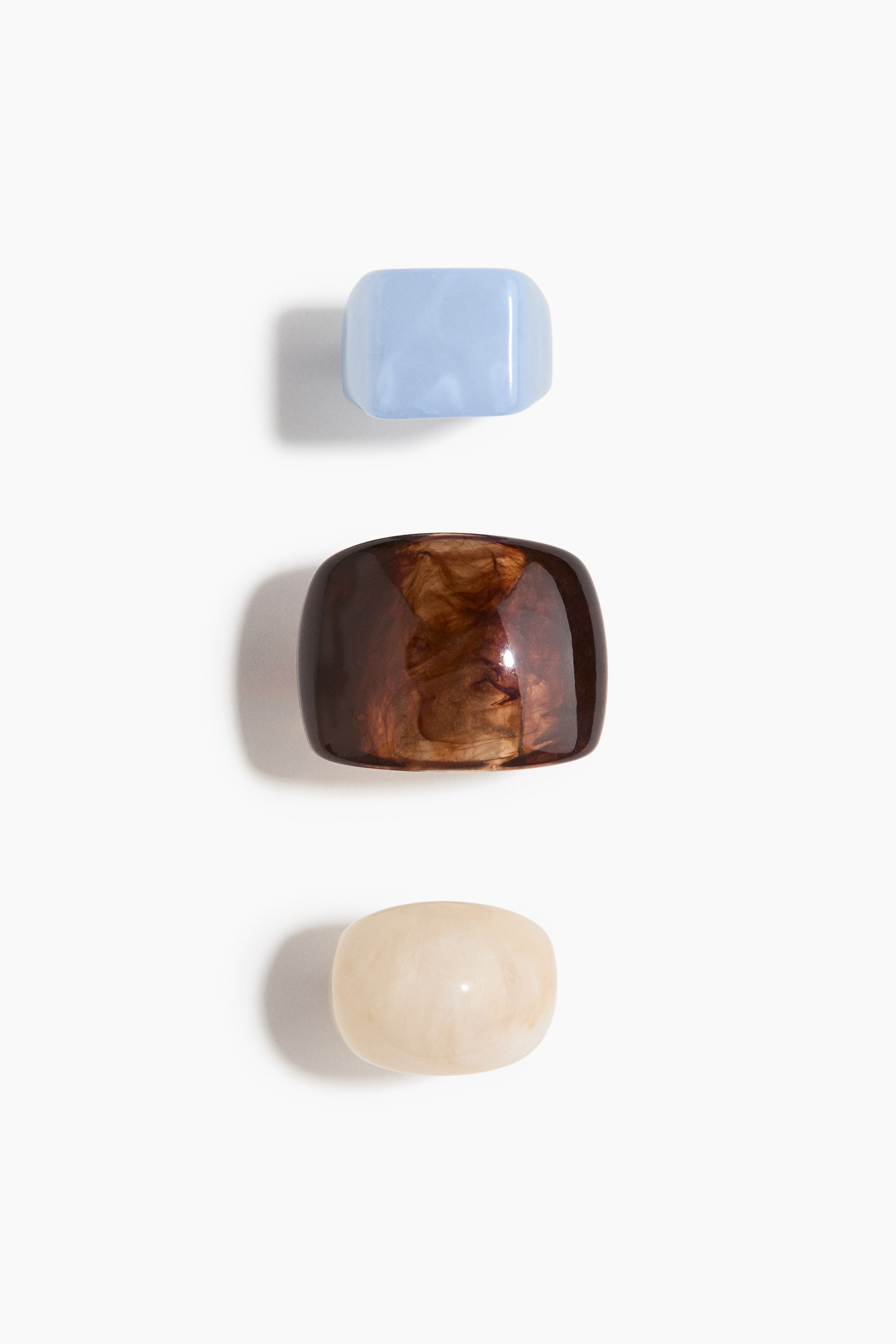 3-Pack Chunky Rings - Brown/light Blue